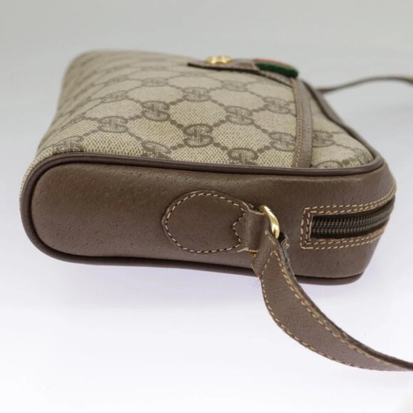 GUCCI GG Supreme Web Sherry Line Shoulder Bag PVC Beige - Picture 5 of 15